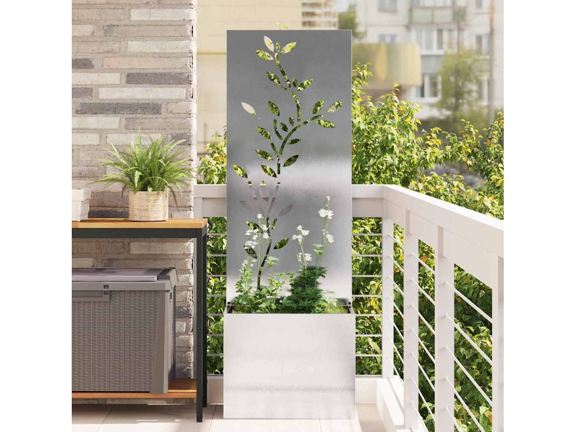 Vidaxl Tela De Privacidade Para Jardim Floral Prata 50 X 32 X 150 Cm