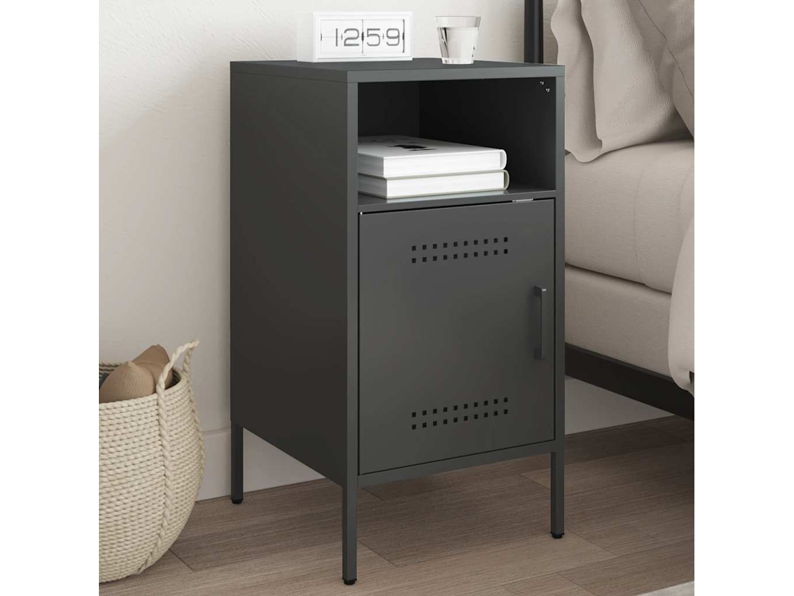 Vidaxl Mesa De Cabeceira 36x39x68 Cm Aço Preto