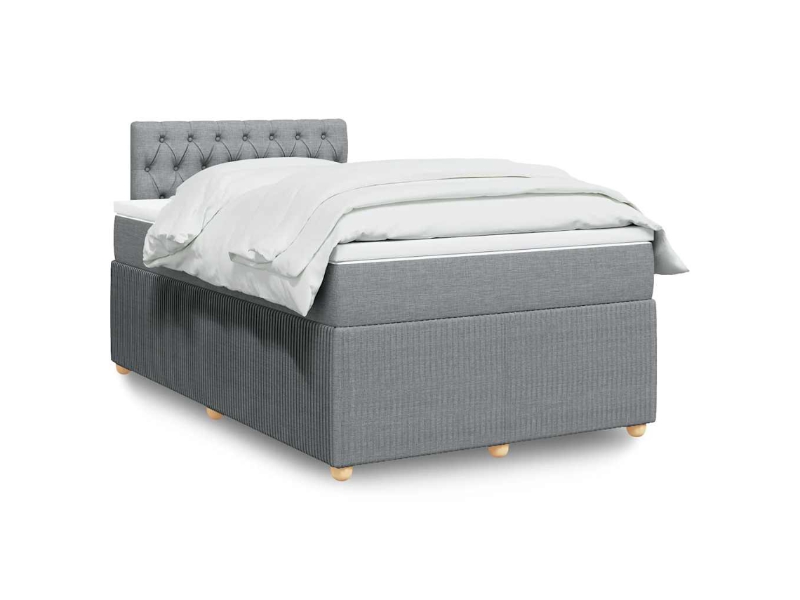 Vidaxl Cama Boxspring Com Colchão 120x190 Cm Tecido Cinzento-claro