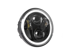Farol Led Moto 5.75 Poleia Lateral Halo Branco Hi Low Beam 40w 45w