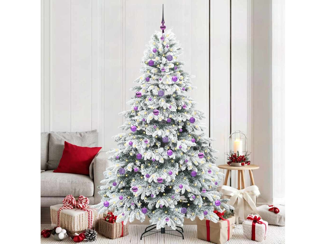 Vidaxl Árvore De Natal Artificial Com 300 Leds Branco 210 Cm Pe E Pvc