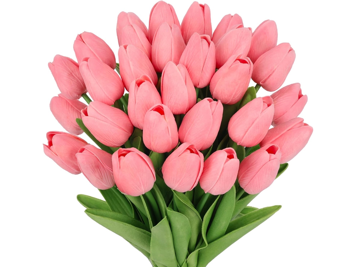 Tulipas Artificiais , Flores Artificiais para o Dia Dos Namorados, Casamento e Decoração de Casa (rosa) AQUAFORGE (30 Unidades)