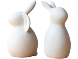 2 Peças Ornamentos Coelho Páscoa Figura Cerâmica Ovo Criativa