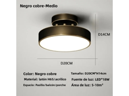 Luminária De Teto Redonda Nórdica Dourada/preta (branco Quente/preto, 20 Cm) Com Led E Fonte De Luz Led.