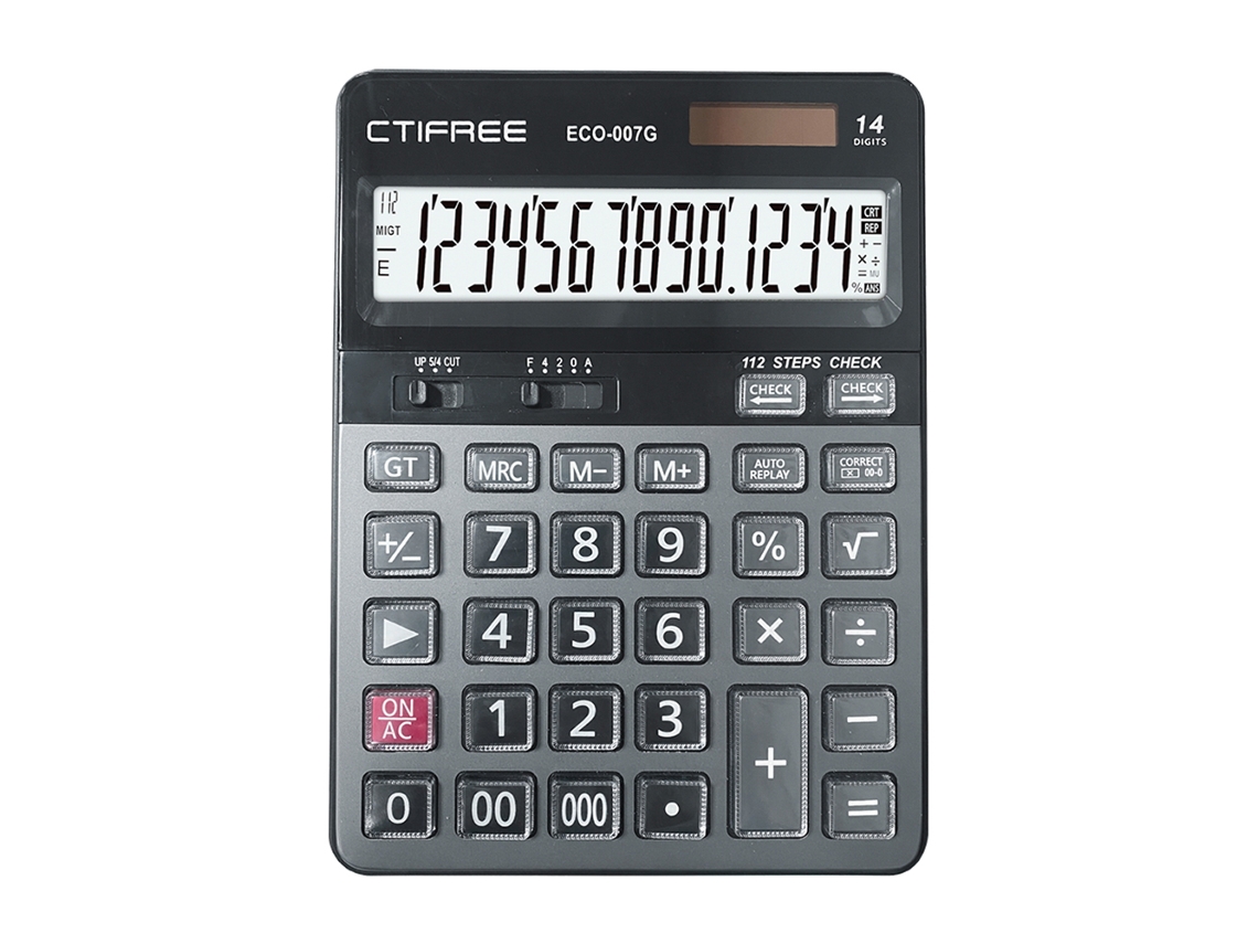 Calculadora De Escritório Solar Com 14 Dígitos, Display Lcd, Botões Grandes, Função De Verificação E Correção, 112 Passos