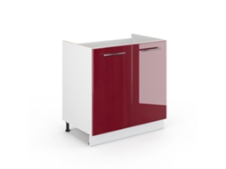 Móvel Sob Lavatório Linha Fama Simples, 80x82cm Sem Pt, Vermelho Bordô Brilho Alto, Branco, Vicco