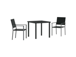 Conjunto 3 Móveis Para Exterior Vidaxl Preto Vime Pe (80 X 80 X 73 Cm)