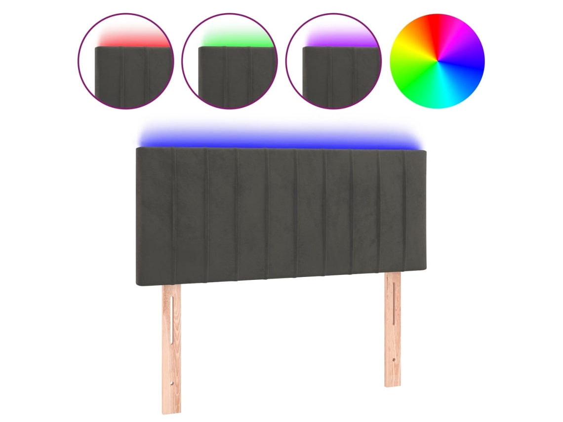 Cabeceira de Cama com Luzes Led Veludo Cinza Escuro MAISON EXCLUSIVE (80x5x78 cm)