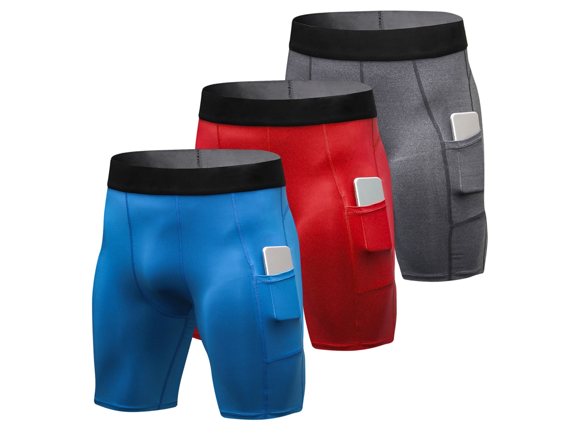 Omni-3 Pack Calções Esportivos Para Homens Com Bolso Roupa Interior Ativa Treinamento