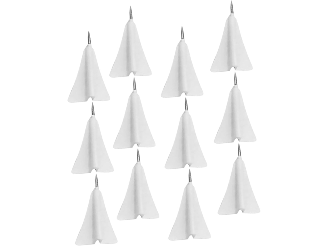 Tachinhas Práticas Em Formato De Aviãozinho Papel Branco, 12 Unidades, Feitas De Abs E Aço, Fáceis De Usar Para Murais E