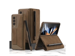 Capa De Couro Gkk Armor Flip Para Samsung Galaxy Z Fold4 Com Compartimentos Para Caneta.