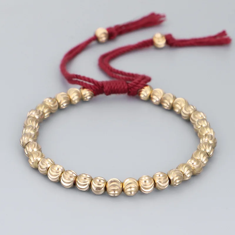 Pulseira Tibetana Budista Artesanal com Contas de Cobre para Orações, Pulseira de Corda da Sorte Trançada de Alta Qualidade. MDUG