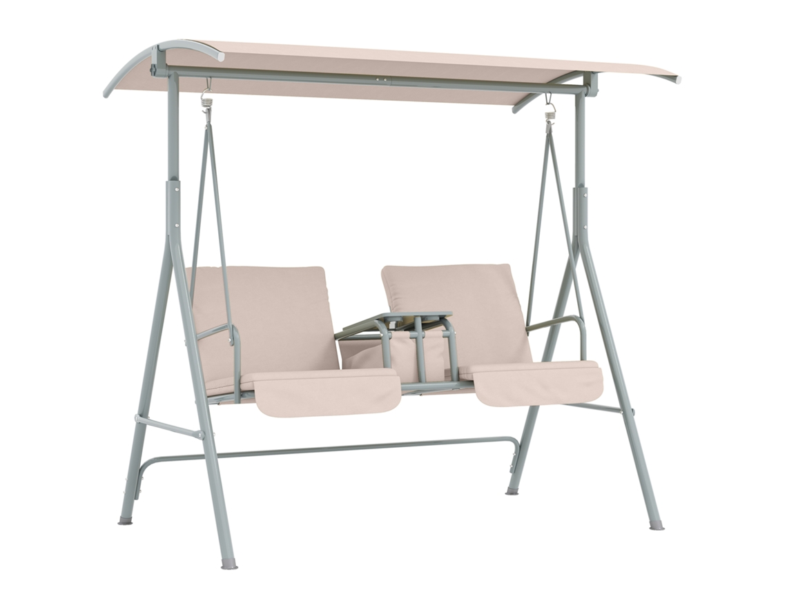 Balanço Hollywood ESSÊNCIACASA, 2 lugares, com guarda-sol, 175x112x158 cm, bege