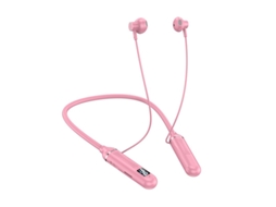 Auriculares Bluetooth Sem Fio Display Digital com Led Pendurado no Pescoço Estéreo com Cancelamento de Ruído Bl-021 Rosa
