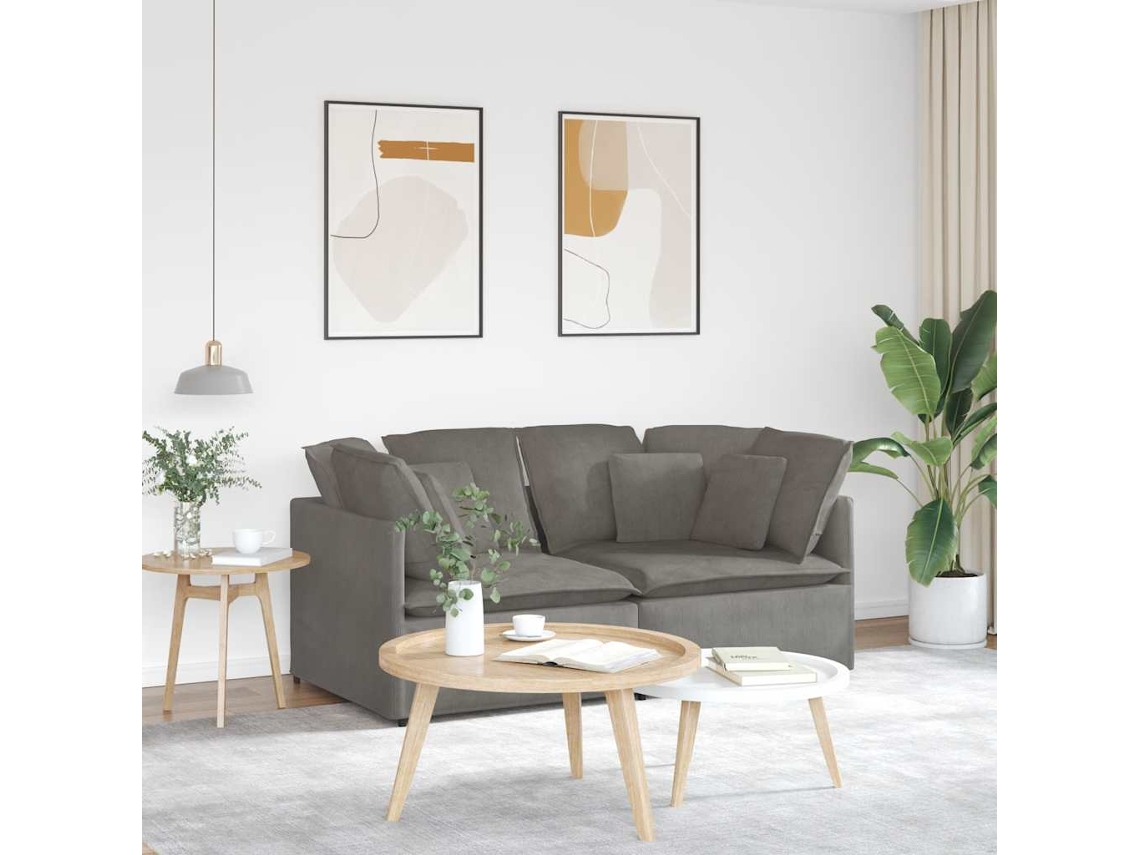 Vidaxl Sofá Modular Com Almofadas Tecido Corduroy Cinzento-claro