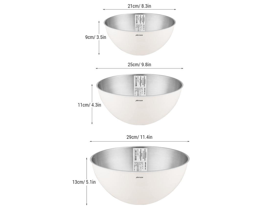 3 Tigelas de Aço Inox para Cozinha