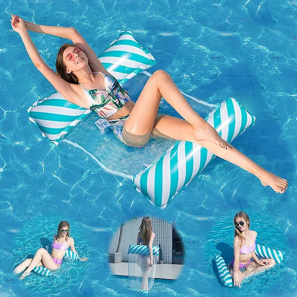 Rede Flutuante, Rede Inflável 4 Em 1 Para Piscina, Rede Inflável Aquática Dobrável Ultraleve.