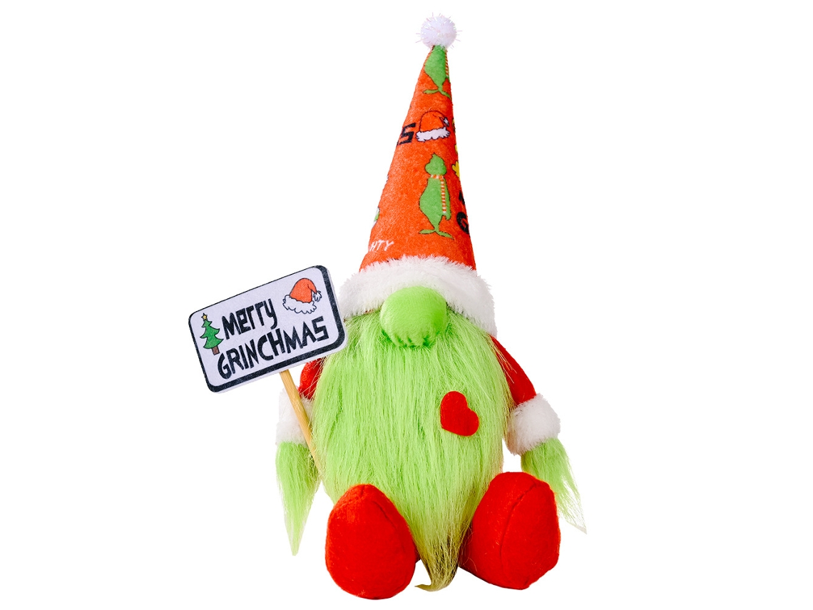 Boneca Brinquedo de Natal-Grinch Segurando Boneca com Placa AURUM