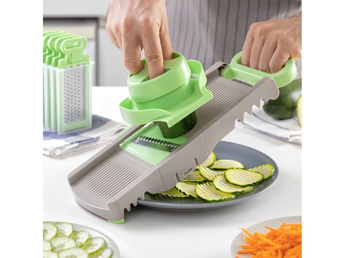 Lurelia Mandolina Legumes 6 Em 1 Aço Inoxidável Proteção Manual Dobrável 14 X 16 Cm Cinzento Para Frutas