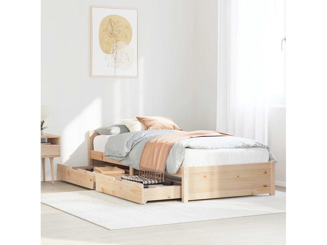 Cama Sem Colchão 75x190 Cm Madeira De Pinho Maciça