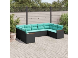 Conjunto de Sofá de Jardim com 8 Peças e Almofadas em Rattan Sintético Cinza VIDAXL
