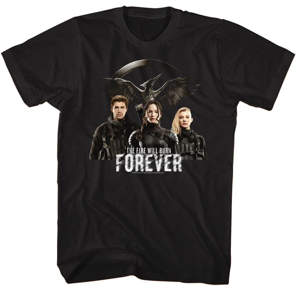 Rockinstone Hunger Games Movie Fire Will Burn Forever Black Adult T-shirt Size:xl