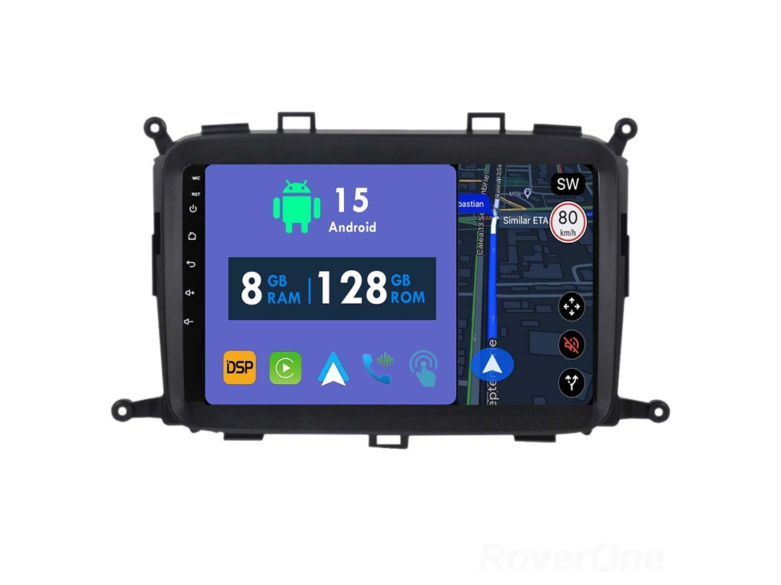 Auto Rádio Carro Bluetooth Autoradio 8GB RAM 128G ROM CarPlay Navegação GPS Ecrã Táctil RoverOne para Kia Carens RP 3 III 2013-2019  