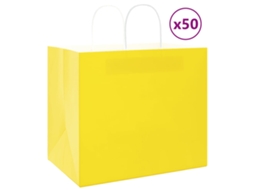 Vidaxl Sacos De Papel 50 Unid Com Alças Amarelo 32x22x28 Cm