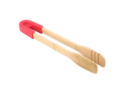 Pinça de madeira para buffet de alimentos, pão e filé (vermelho)
