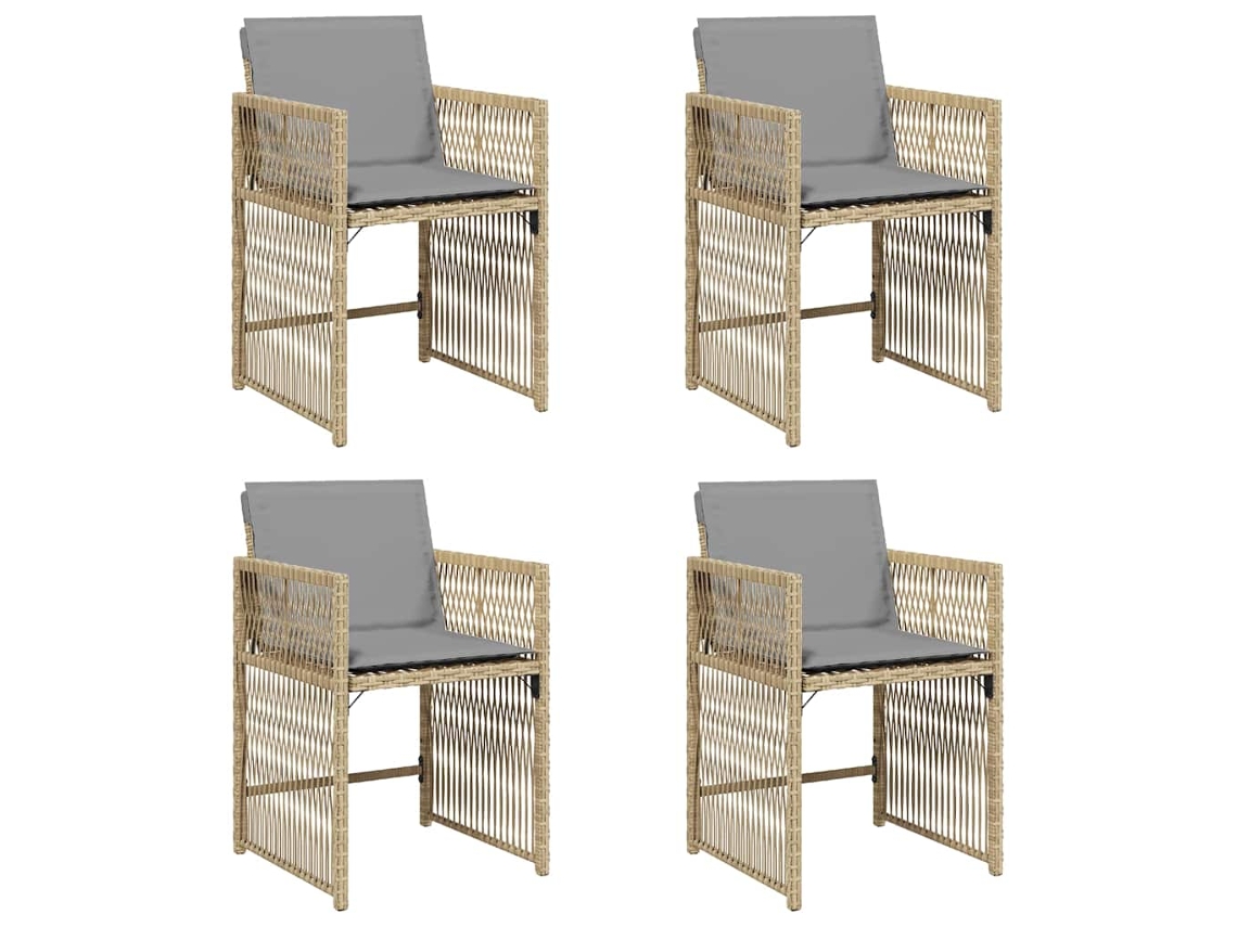 Maison Exclusive - Cadeiras De Jardim Com Almofadões 4 Pcs Vime Pe Bege Misturado