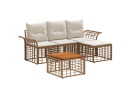 Vidaxl Conjunto de Sofás para Exterior 5 Pcs Natural e Branco Creme