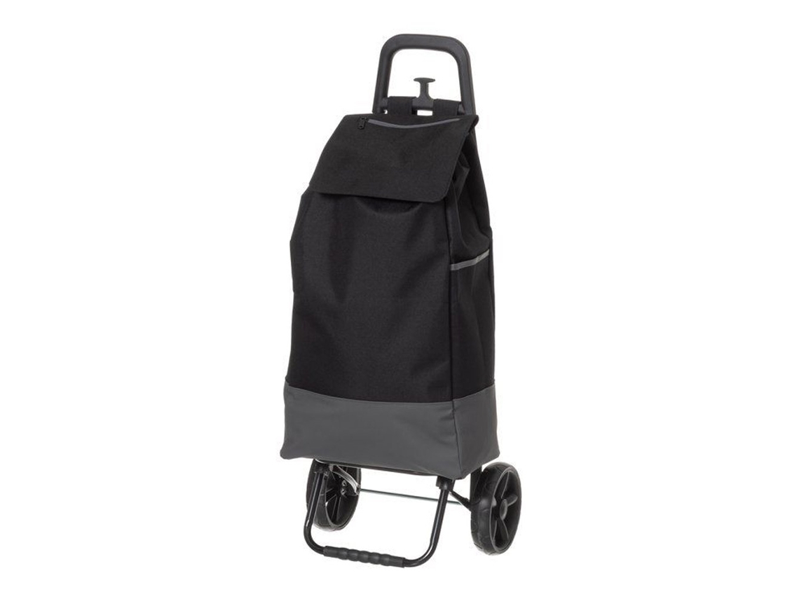 Sacola De Compras Com Alça E Rodas, 45l, Preto/cinza, Para Transportar Compras E Objetos Conforme Indicado