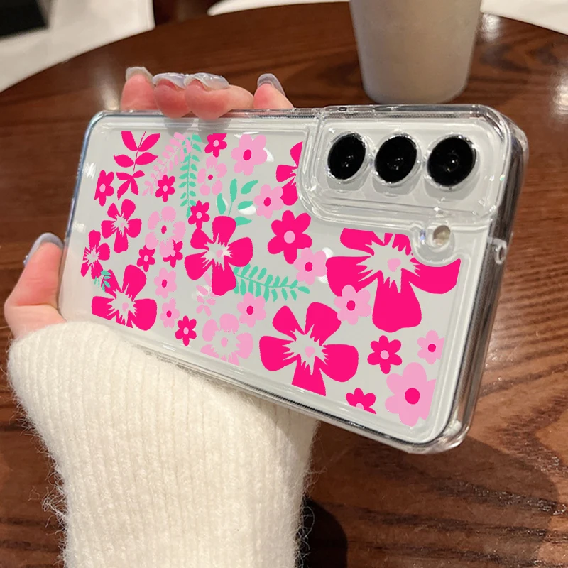 (a908)galaxy A25)capa De Celular Com Flores Rosa De Verão