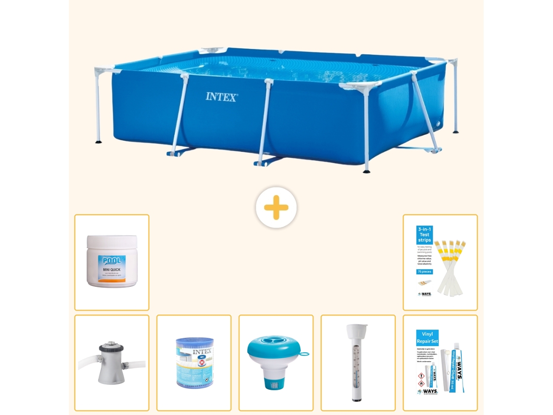 Piscina com Estrutura Retangular 220x150x60 Cm 8 peças S22343 INTEX