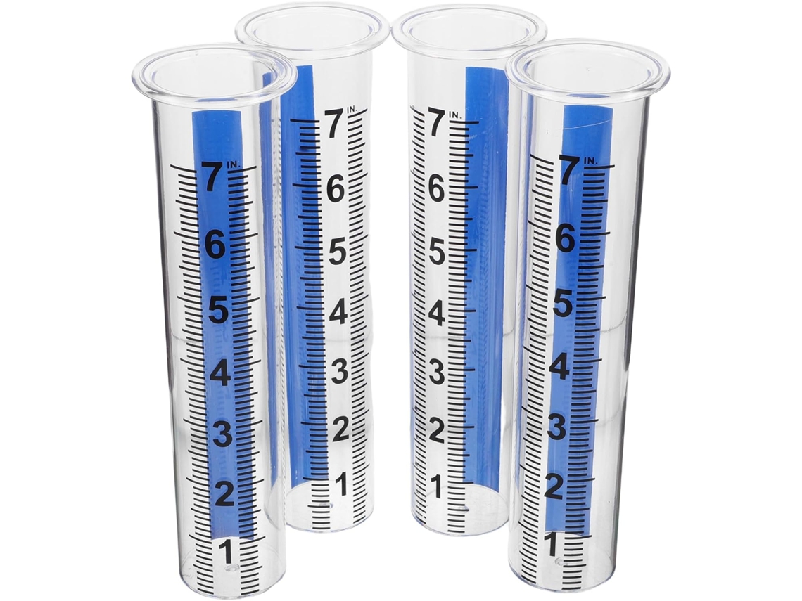 Kit de 4 Pluviômetros Inoomp: Tubo para Medição Precisa da Água da Chuva em Jardins, Gramados, Quintais, Escolas e CHABERLU