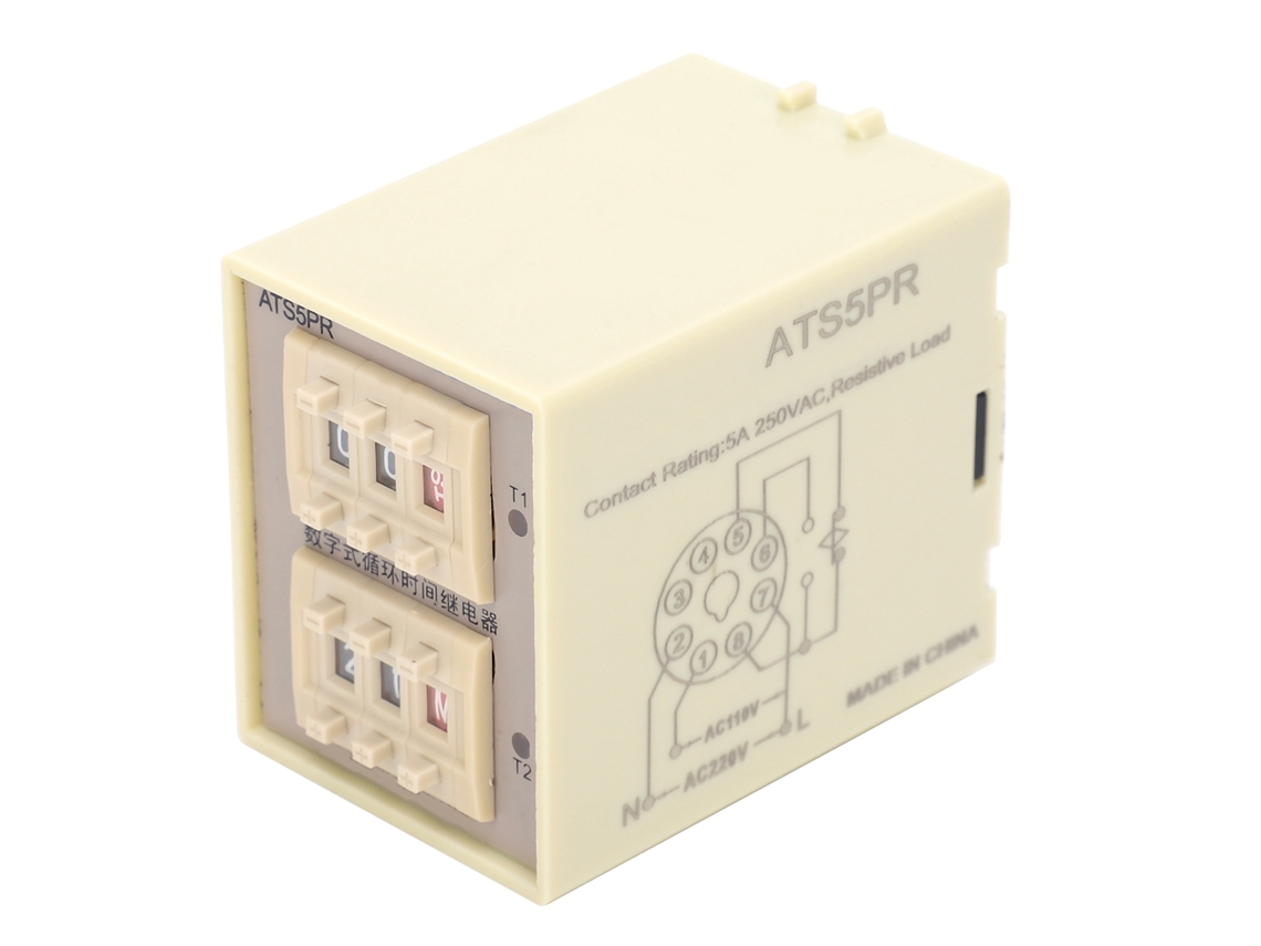 Relé de Tempo Digital Ats5pr Ajuste Flexível Ciclo Delay Módulo Dc24v