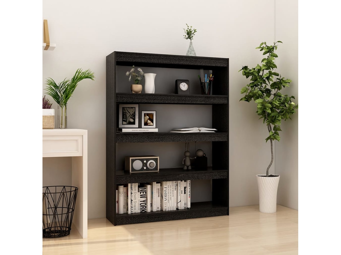 Vidaxl Estante/divisória 100x30x135,5 Cm Pinho Maciço Preto