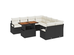 Conjunto 9 Móveis De Jardim Vidaxl Preto Vime Pe (100 X 55 X 73 Cm)