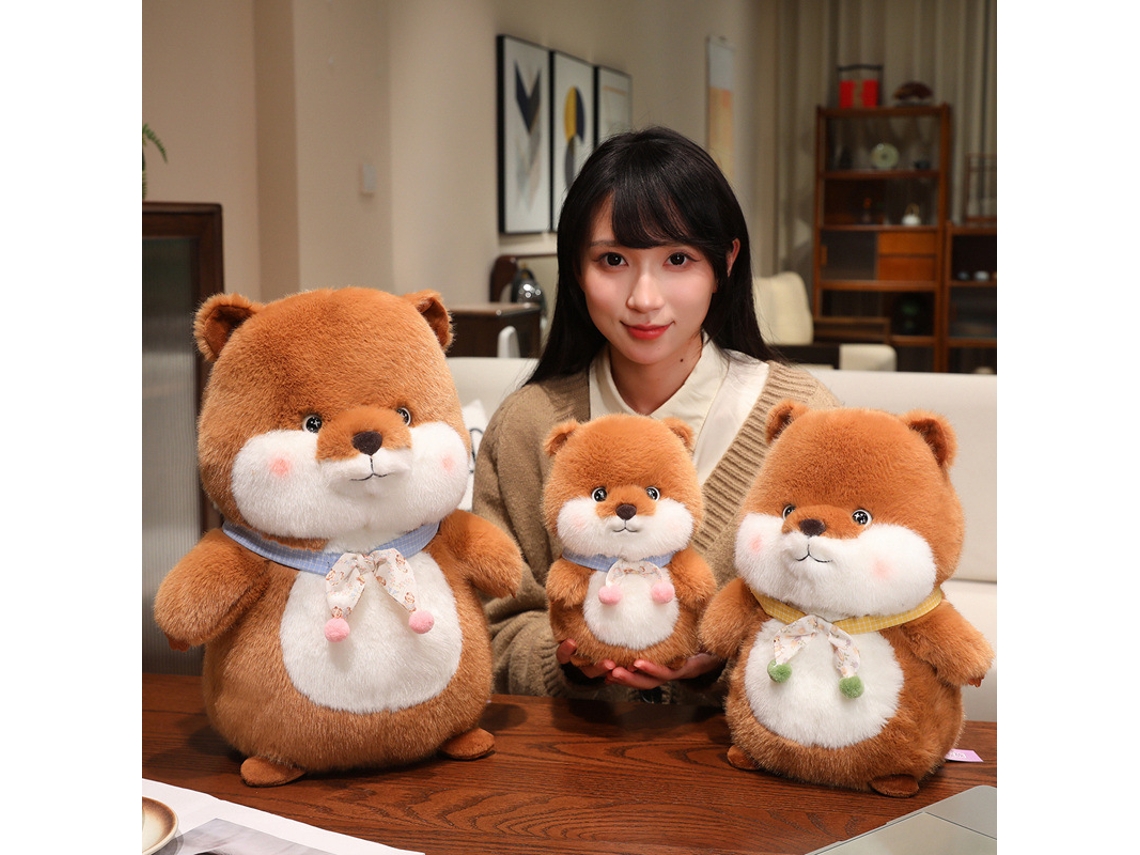 Brinquedo de Pelúcia Marmota, Boneco Decorativo para Casa, Cachecol Amarelo CHABERLU