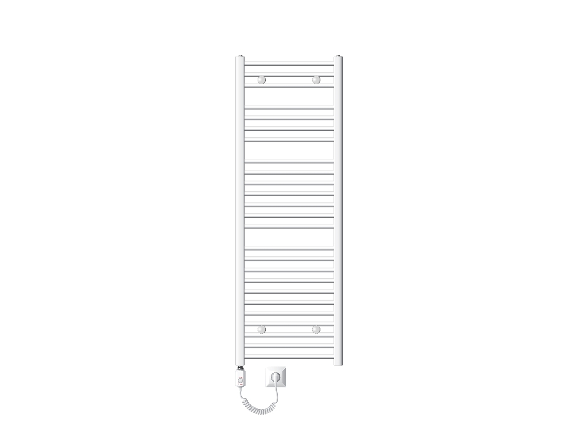 Radiador Elétrico de Casa de Banho com Elemento de Aquecimento 1200W 500X1500 Mm Branco Curvo com Ligação Lateral LUXEBATH