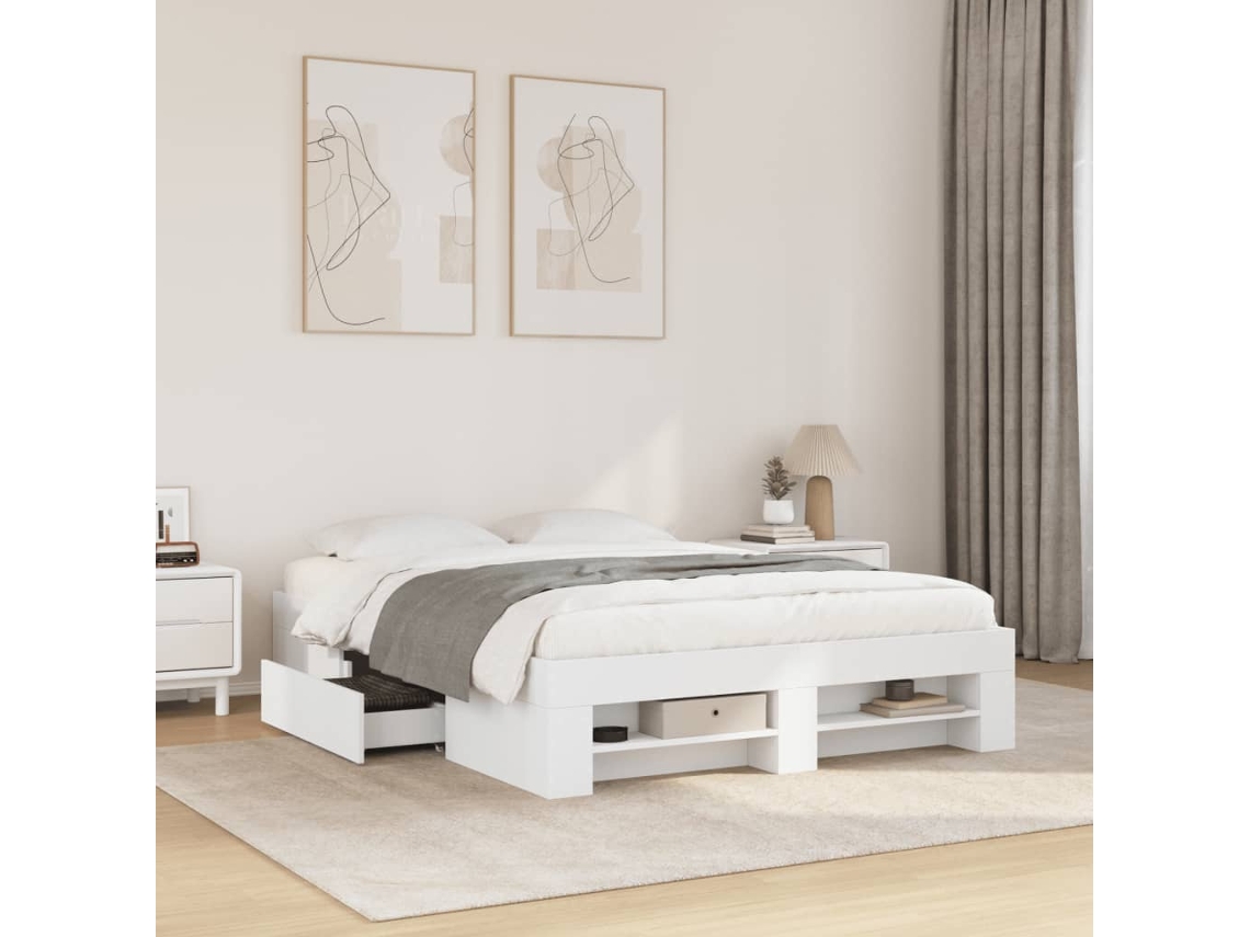 Vidaxl Estrutura De Cama 120x200 Cm Derivados De Madeira Branco