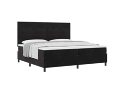 Cama Box com Colchão com Cabeceira Preto 200x200 Cm Veludo MAISON EXCLUSIVE