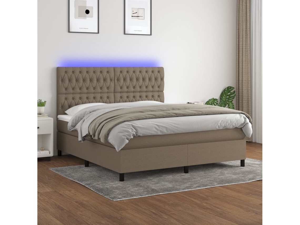 Cama Box Spring Colchão/led 180x200cm Tecido Cinza-acastanhado