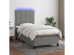 Vidaxl Cama Box Spring C/ Colchão E Led 80x200 Cm Tecido Cinza-escuro