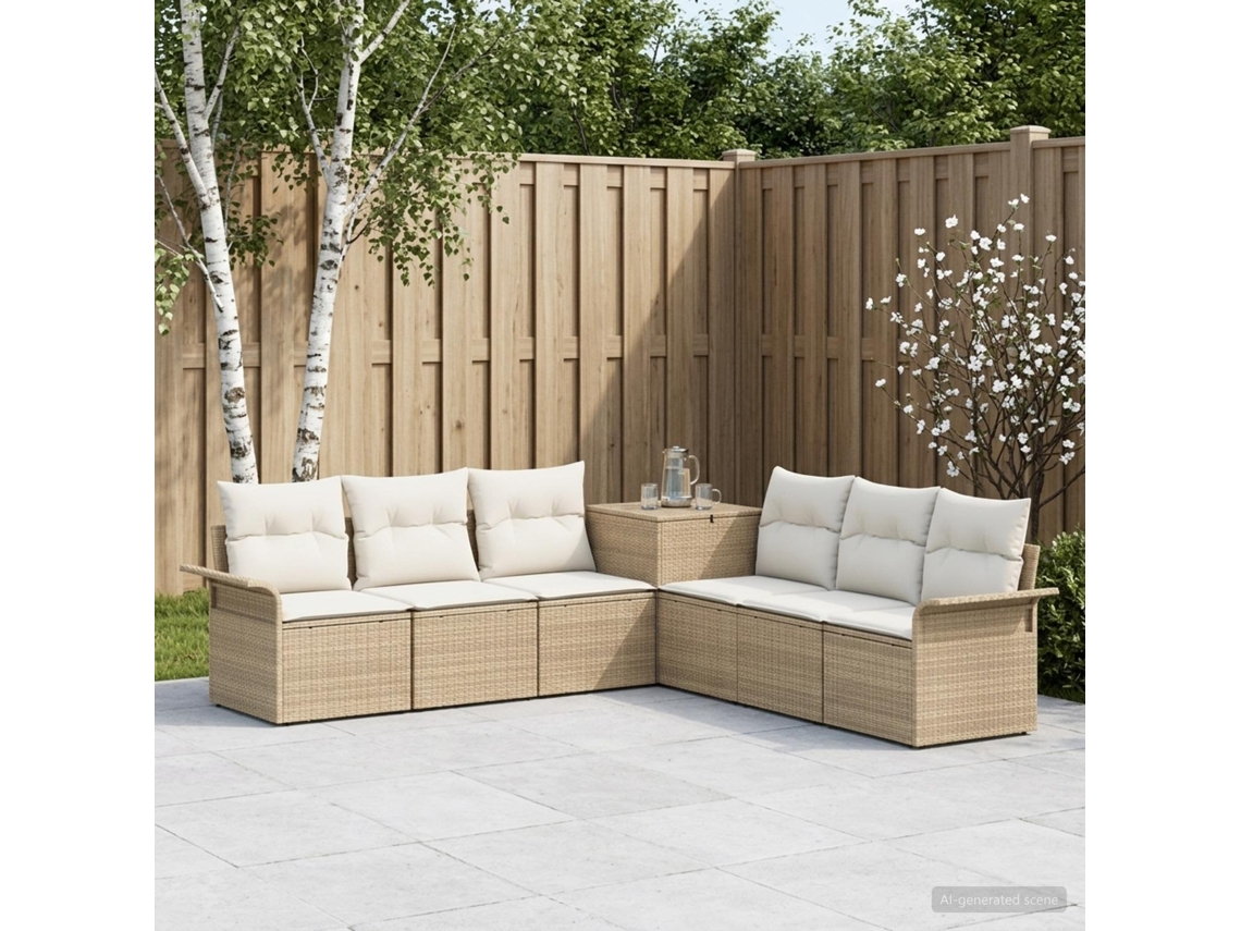 Vidaxl Conjunto De Sofás 7 Unid. Bege E Branco Creme