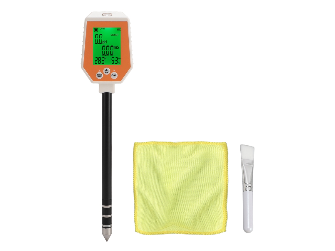 Analisador Digital de Solo Primerox 6 em 1 com pH, Luz, Umidade, Temperatura e Fertilidade | S/MARCA