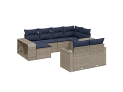 Conjunto de Sofá de Jardim, 10 Peças, Almofadas, Rattan Cinza MAISON EXCLUSIVE