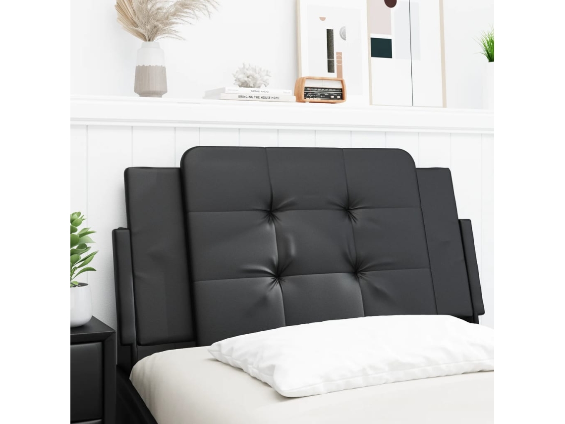 Vidaxl Almofadão De Cabeceira Zadar 100 Cm Couro Artificial Preto
