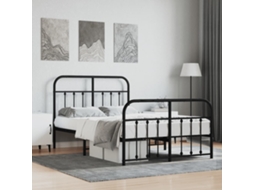 Vidaxl Estrutura De Cama Com Cabeceira E Pés 120x200 Cm Metal Preto
