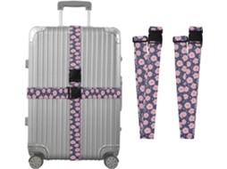 Conjunto De 2 Cintas Bagagem Com Estampa Margaridas Rosa, Ideais Para Malas De Viagem, Acessórios Para Cintos